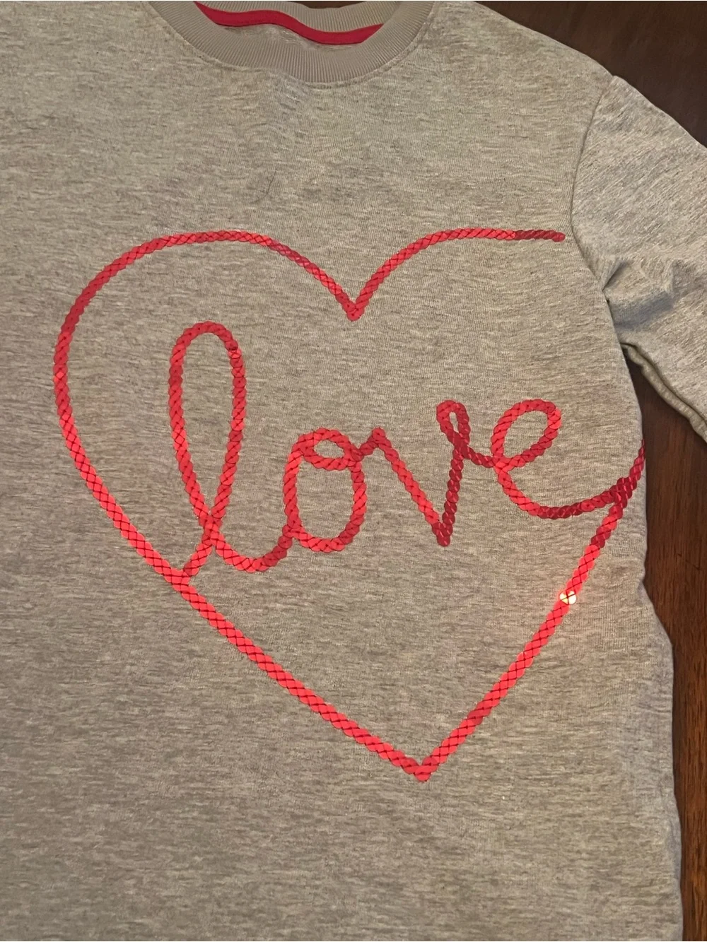 Nwt girls 10-13 Grey Heart 'Love' sequin Sweatshirt Dress